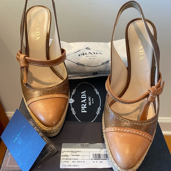 Prada Vitelli Rovere sz 38 platform shoes. - Picture 2 of 8